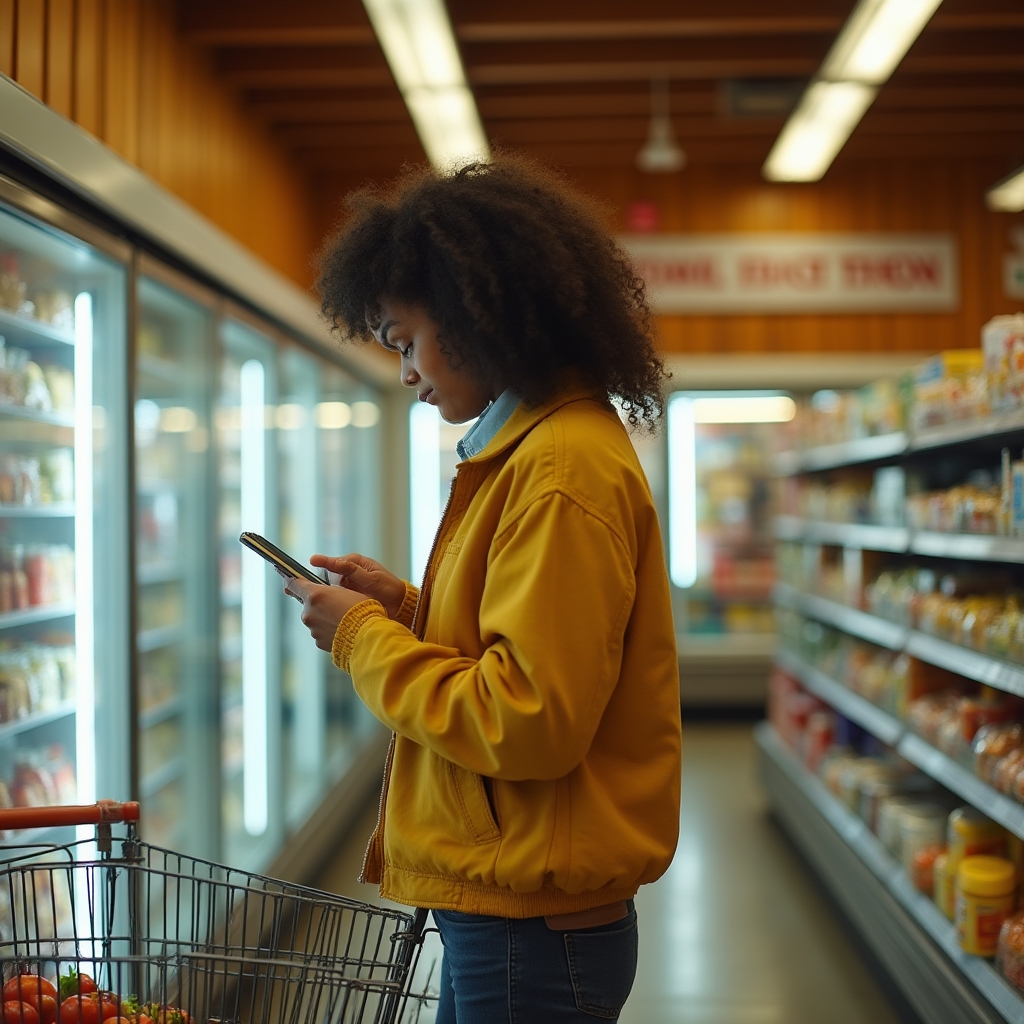 Moment de cumpărare la supermarket