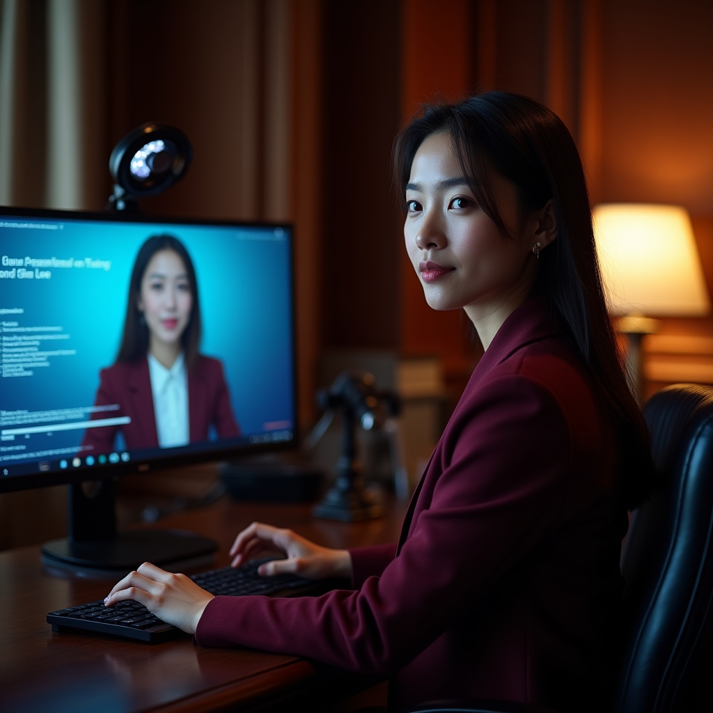 Prezentator webinar pe ecran